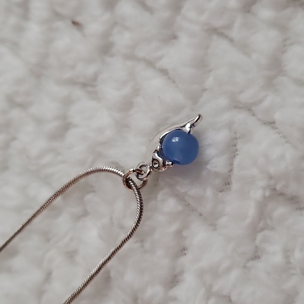 Smal Light Blue Dolphin Charm Necklace